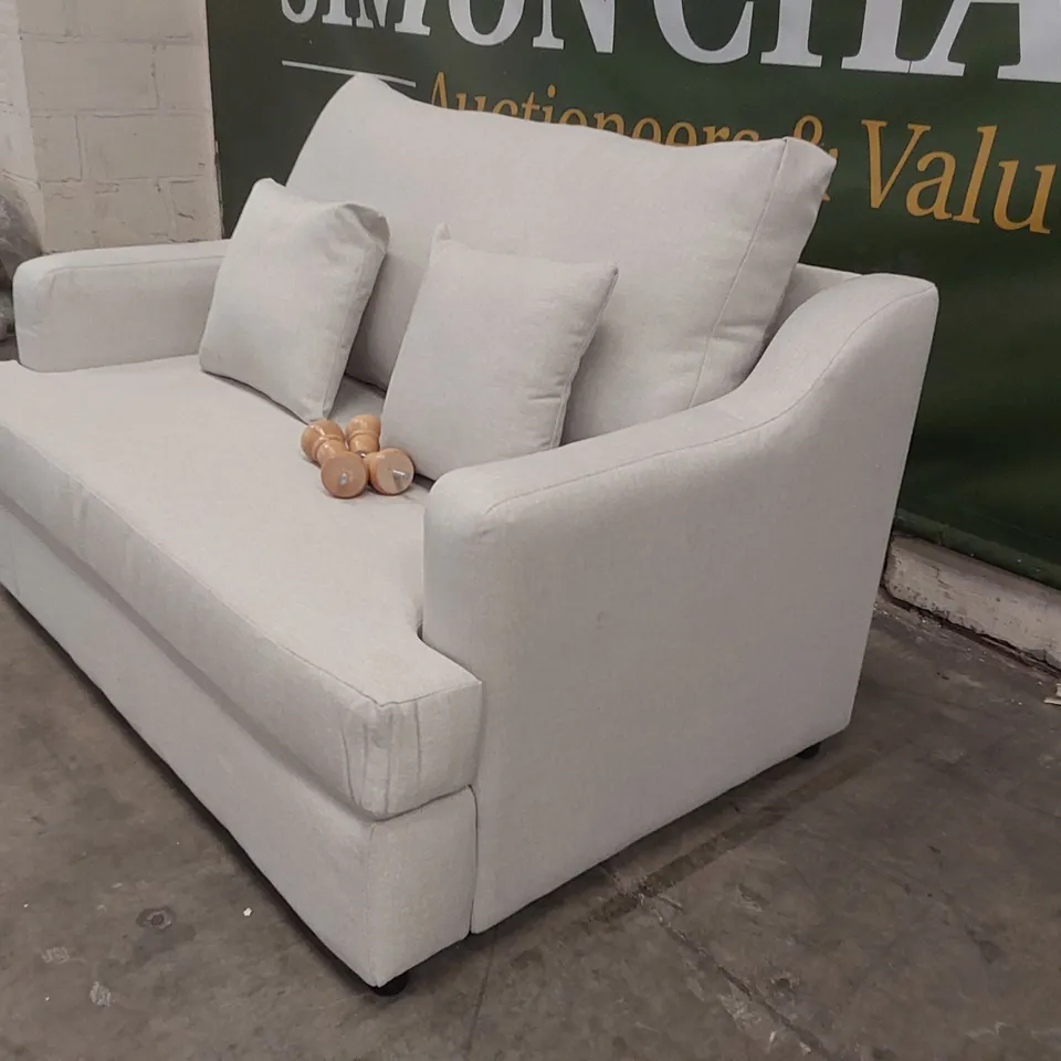 QUALITY DESIGNER LIGHT GREY FABRIC 2 SEATER SOFA