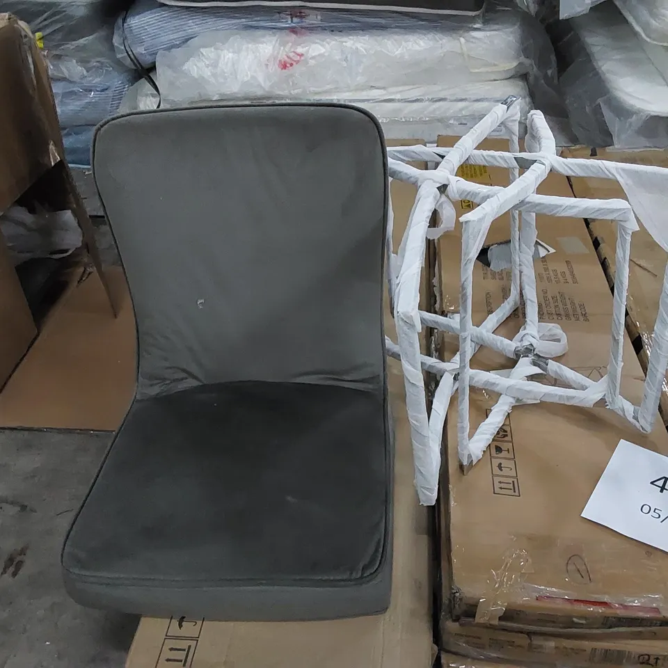 BOXED ROCCO GREY VELVET DINING CHAIRS - SET OF 2 (1 BOX)