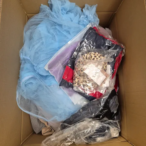 LARGE BOX OF ASSORTED CLOTHING ITEMS IN VARIOUS SIZES, STYLES AND COLOUR - COLLECTION ONLY