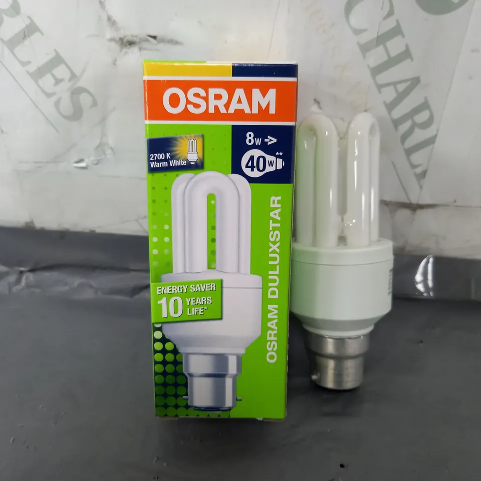 10 BOXED OSRAM 8W DULUXSTAR ENERGY SAVER LIGHTBULBS