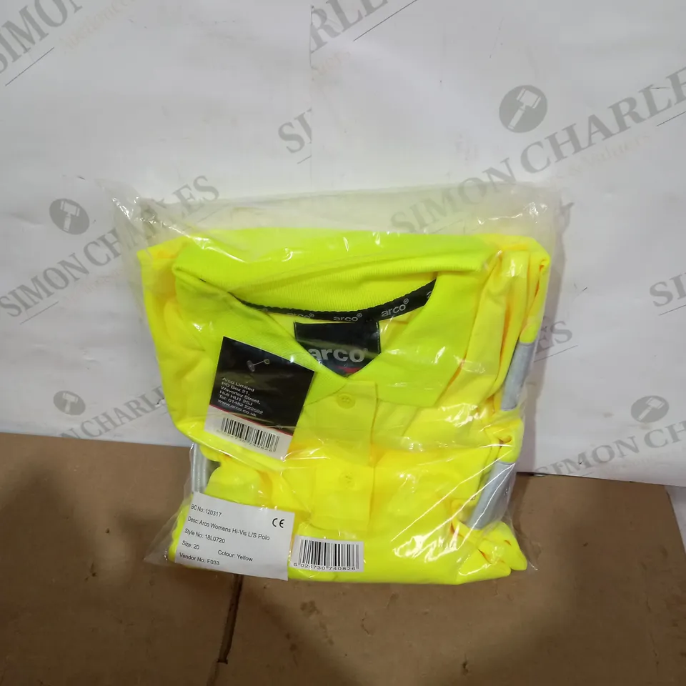 LOT OF APPROXIMATELY 5 BRAND NEW ARCO LADIES LONG SLEEVED HIGH VIS POLO SHIRTS - SIZE 20