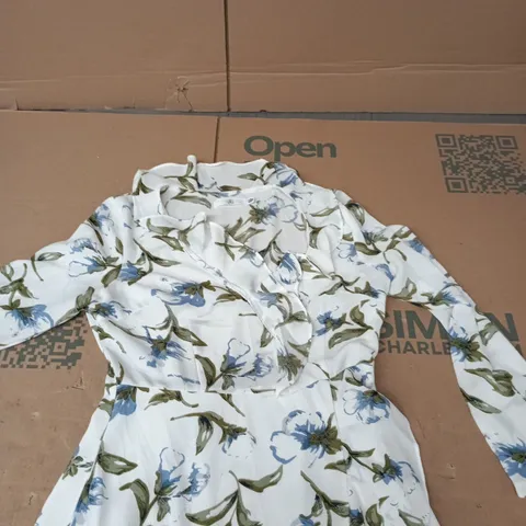 Floral Print Dress – Blue & White, UK 12 (EU 40)