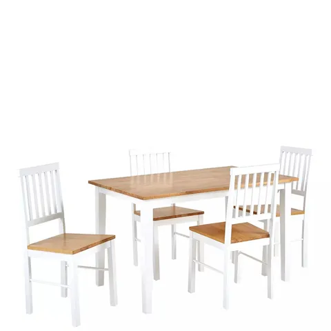 BOXED MICHIGAN DINING TABLE + 4 CHAIRS - OAK/WHITE (1 BOX)