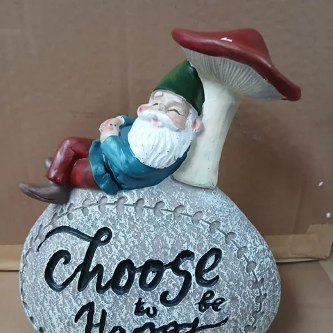 APPROXIMATELY 12 GNOME GARDEN STONE CHOOSE TO BE HAPPY