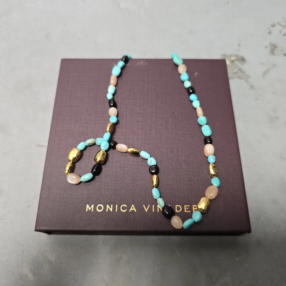 BOXED MONICA VINADER TURQUOISE STONE NECKLACE 