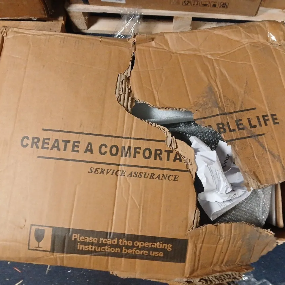 BOXED SET OF 2 GREY FAUX LEATHER DINING CHAIRS