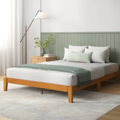 BOXED MIRABELLA DELUXE PLATFORM SOLID WOOD BED FRAME - KING SIZE (1 BOX)