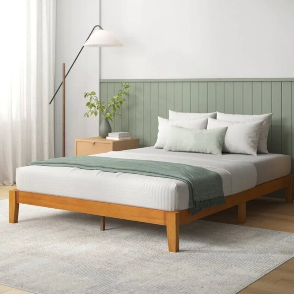 BOXED MIRABELLA DELUXE PLATFORM SOLID WOOD BED FRAME - KING SIZE (1 BOX)