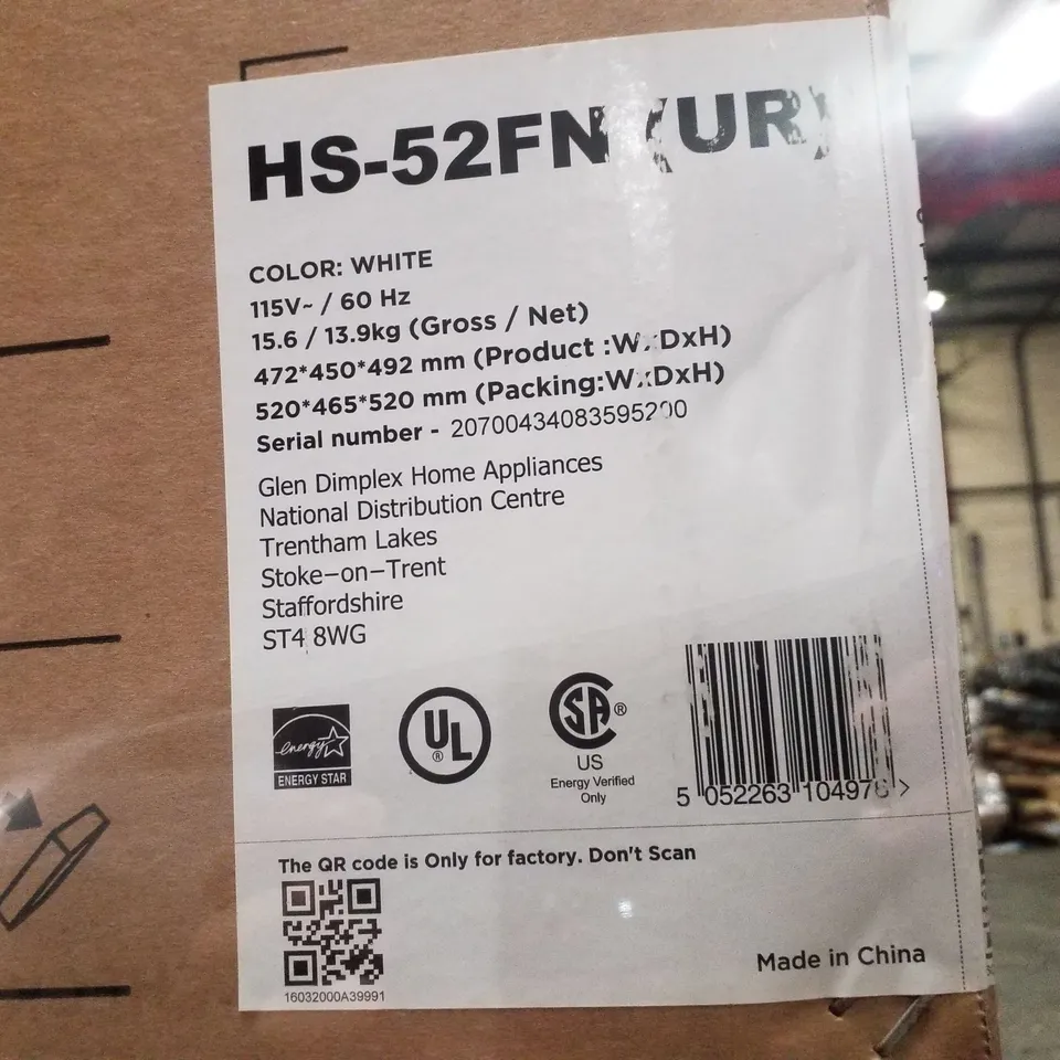 BOXED HS-52FN COUNTER TOP UPRIGHT FREEZER - WHITE