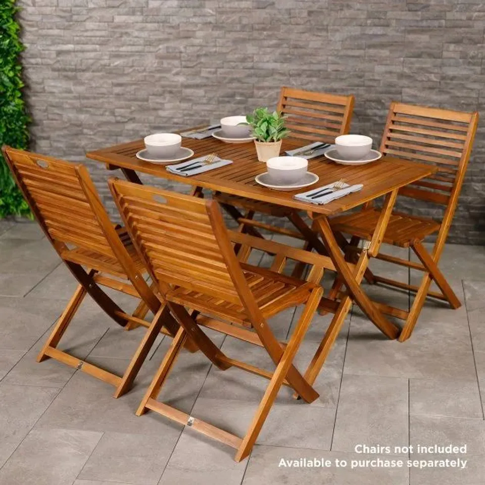 BOXED CHARLES BENTLEY ACACIA HARDWOOD RECTANGULAR FOLDING TABLE (TABLE ONLY)