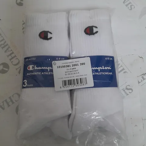 PAIR OF 3-PACK CHAMPION SOCKS - 6/8 UK