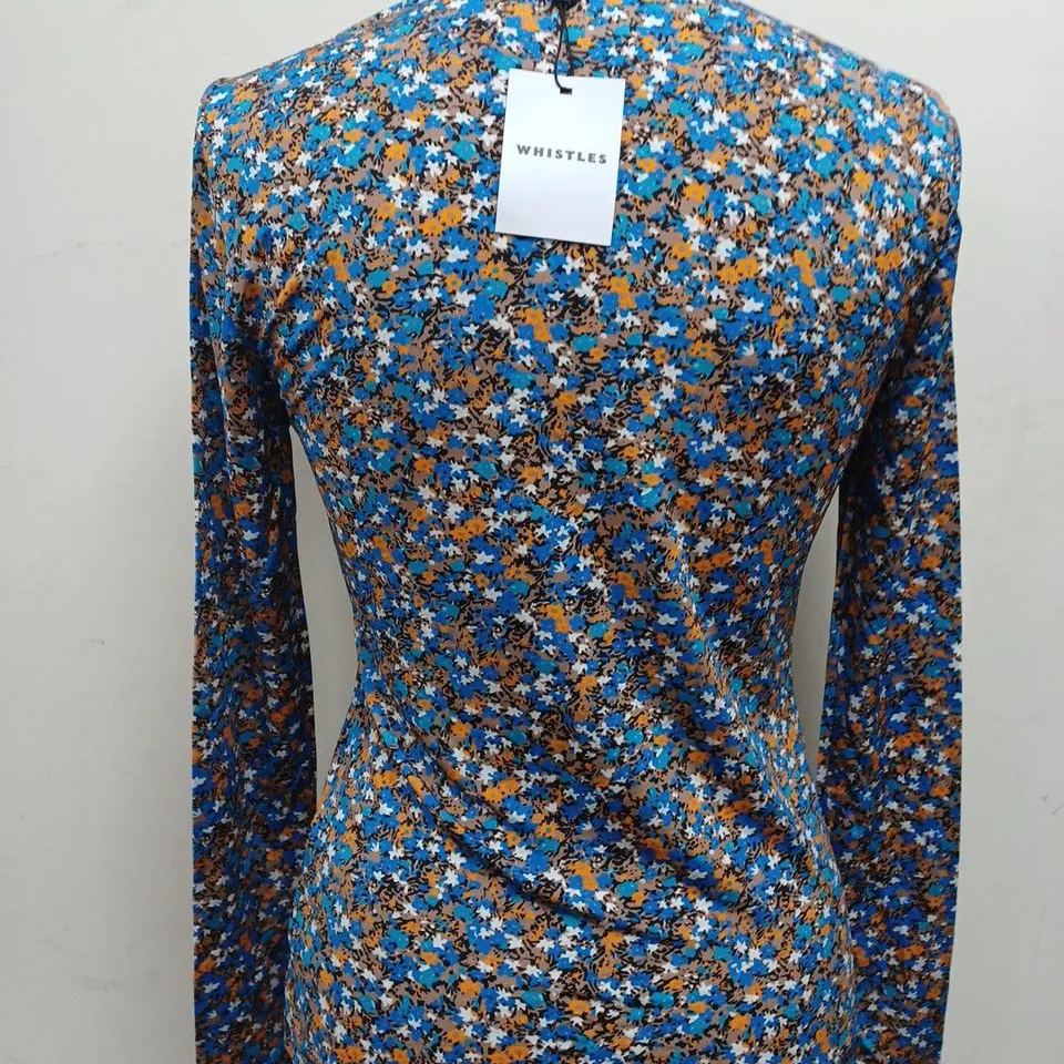 WHISTLES DITSY FLORAL SLINKY HIGH NECK TOP - SIZE UK 10