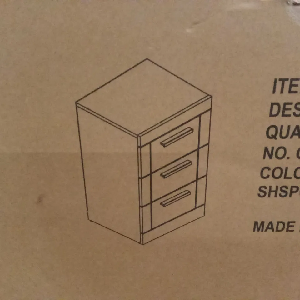 BOXED 3 DRAWER BEDSIDE (1 BOX)