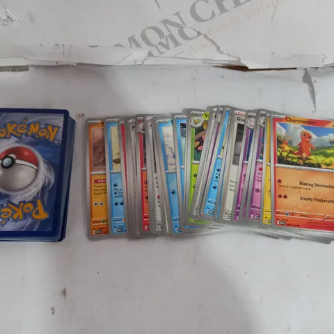 BOX OF APPROX 30 COLLECTABLE POKEMON TRADING CARDS