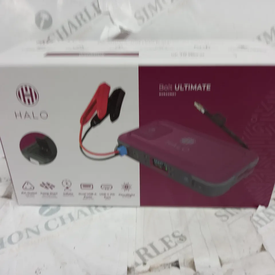 BOXED HALO BOLT ULTIMATE POWER BANK W/JUMP STARTER AIR COMPRESSOR & AC OUTLET BLACK/MARBLE