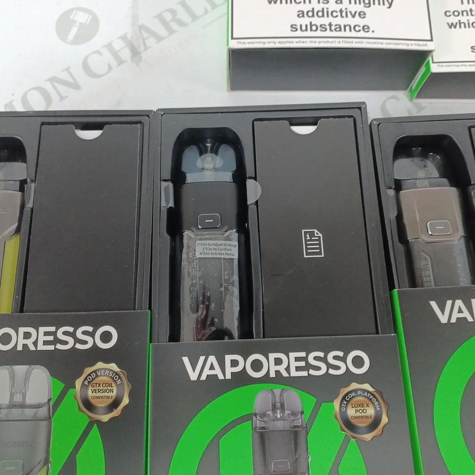LOT OF 10 ASSORTED VAPORESSO E-CIGS TO INCLUDE LUXE XR MAX AND LUXE X PRO