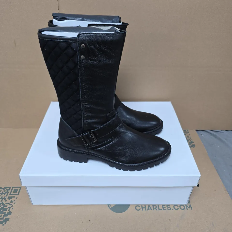 BOXED PAIR OF RAVEL CALF BOOTS IN BLACK - UK 6