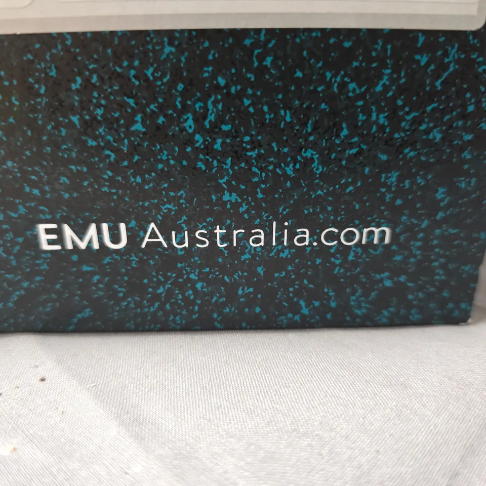 EMU AUSTRALIA BLACK SUEDE ANKLE BOOTS WITH FUR LINING (W9/M8) – BOXED