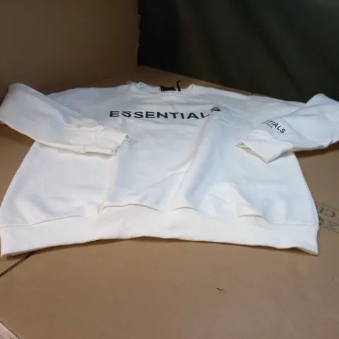 ESSENTIALS WHITE/LOGO CREW NECK SWEATER - XXL