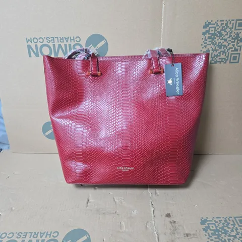 ALICE WHEELER LONDON RED SNAKE-EFFECT TOTE BAG