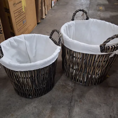 BOXED SET OF 2 WICKER STORAGE BASKETS