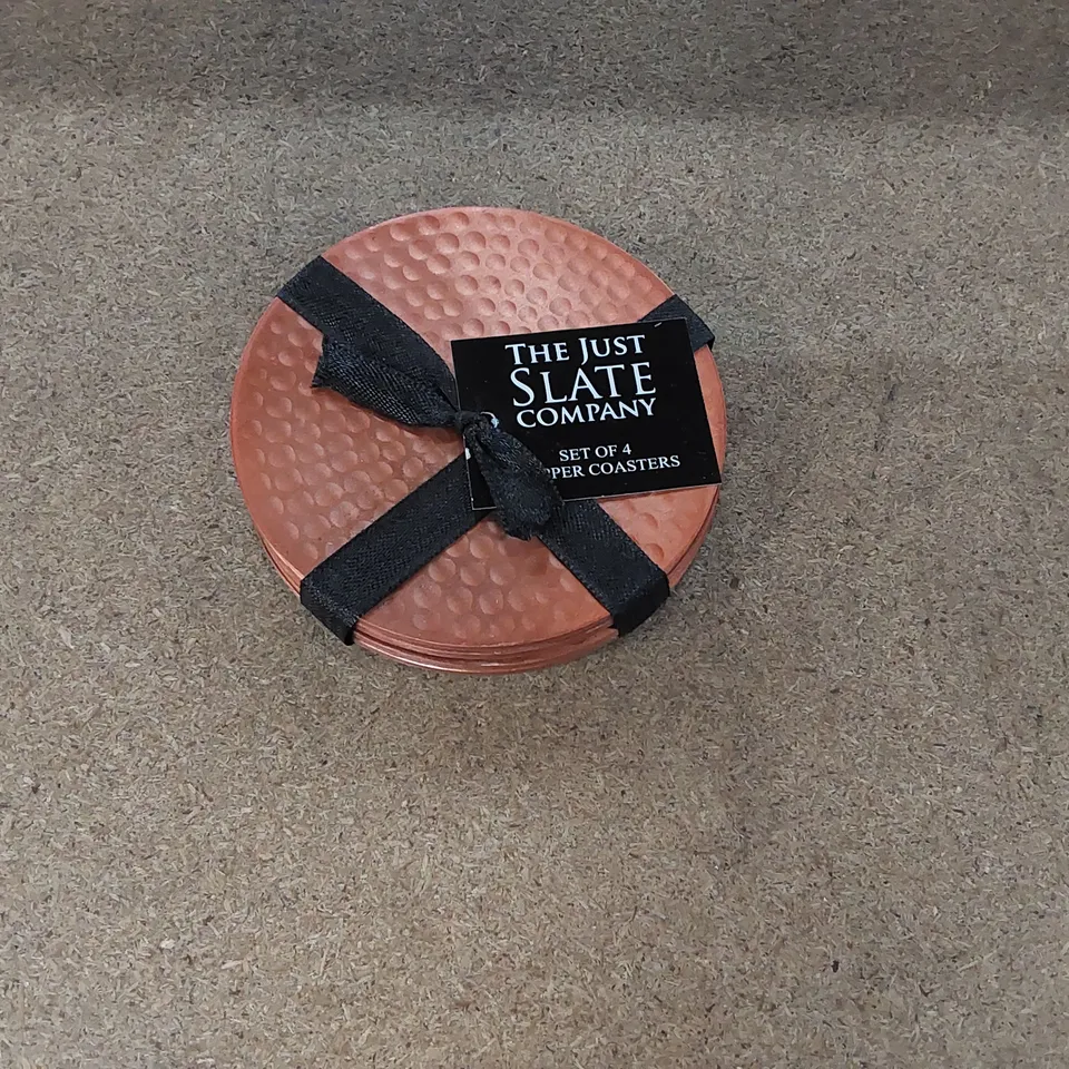 BOXED SOLID COLOUR STAINLESS STEEL ROUND COASTERS // SET OF 4 (1 ITEM)