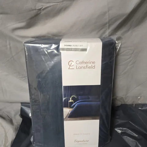 CATHERINE LANSFIELD DOUBLE DUVET SET – SIGNATURE COLLECTION, NAVY BLUE, FULLY REVERSIBLE DOULBE