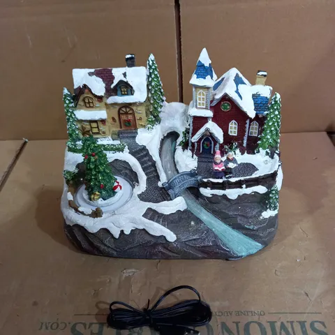 FESTIVE WINTER WISHES ANIMATED MUSICAL CHRISTMAS SCENE ORNAMENT - CHRISTMAS TREE
