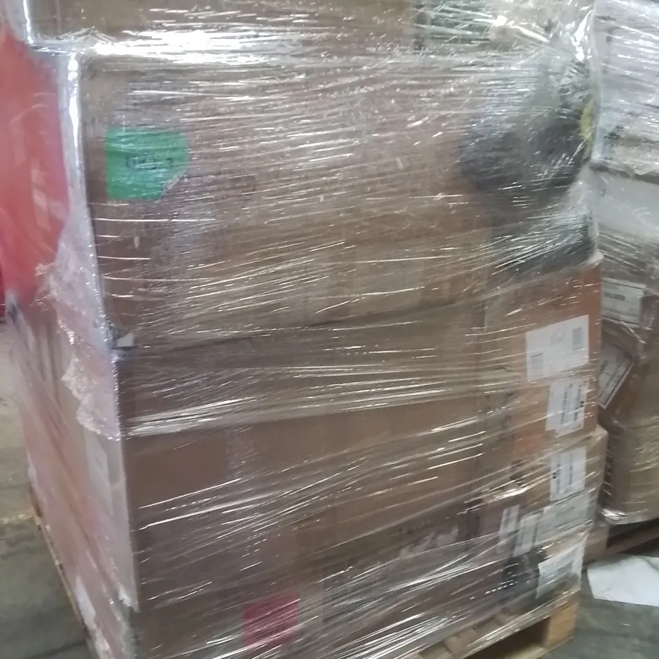PALLET OF ASSORTED FLAT PACK PRODUCTS AND ITEMS TO INCLUDE;LED LIGHT BULBS,VANITY STOOL,PRESSURE WASHER,DENT PULLER MACHINE