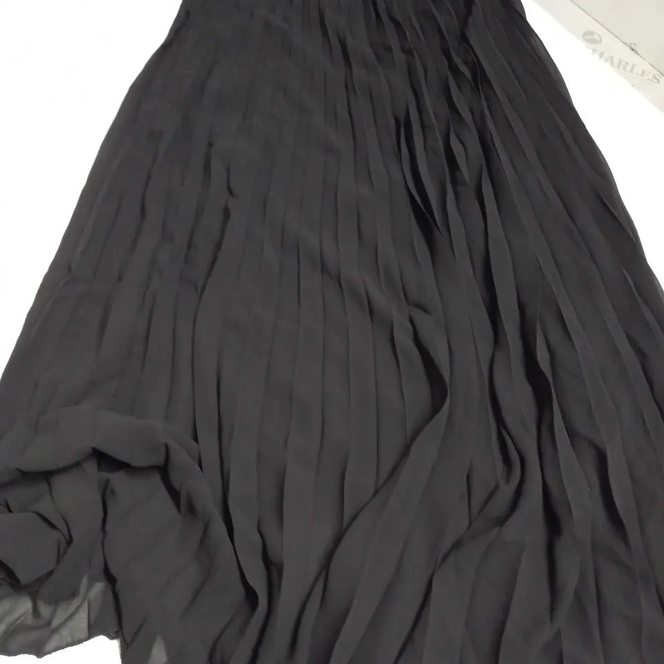 KURT MULLER WOMAN PLEATED MAXI SKIRT IN BLACK WITH ELASTIC MULTICOLOUR BAND AT TOP - SIZE UNSPECIFIED