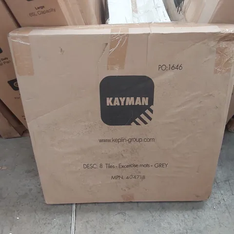 BOXED KAYMAN APPROXIMATELY 8 TILES EXERCISE MATS - GREY