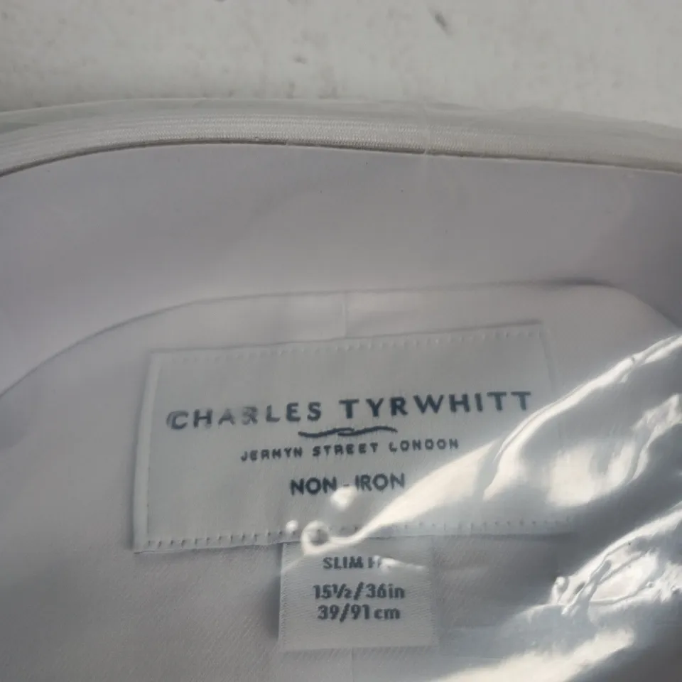 CHARLES TYRWHITT SLIM FIT NON-IRON SHIRT – WHITE, NECK 15.5IN, SLEEVE 36IN