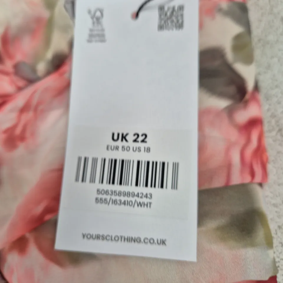 YOURS CLOTHING FLORAL MAXI DRESS, UK 22 (EUR 50, US 18) – PINK FLORAL PRINT