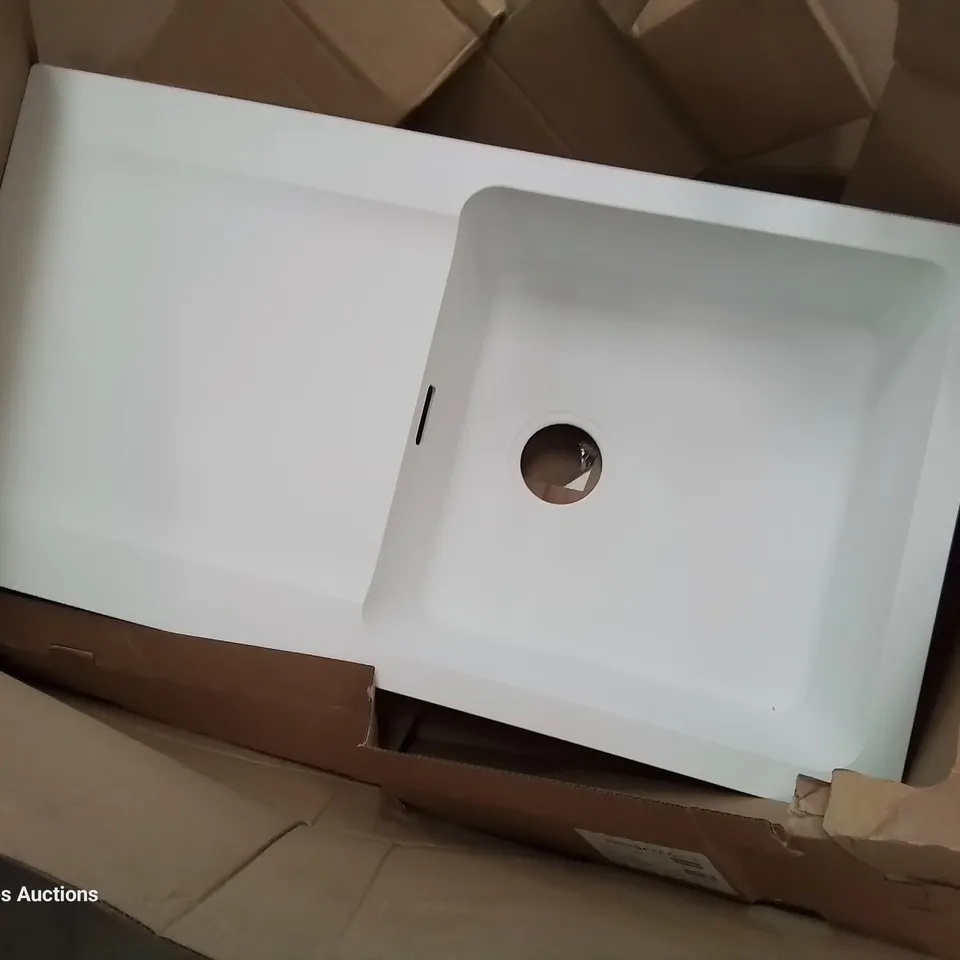BOXED FRANKE SINGLE BOWL SINK & DRAINER WHITE COMPOSITE 