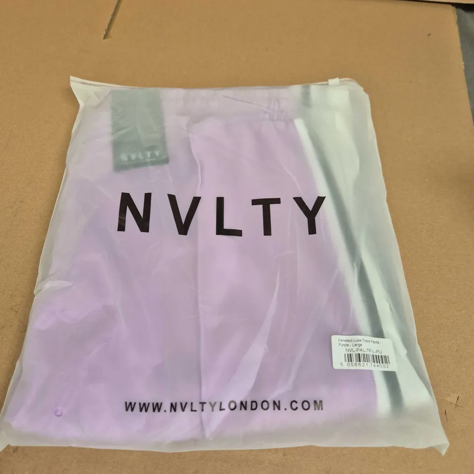 NVLTY LONDON PANELLED LUXE TRACK PANTS - PURPLE - LARGE