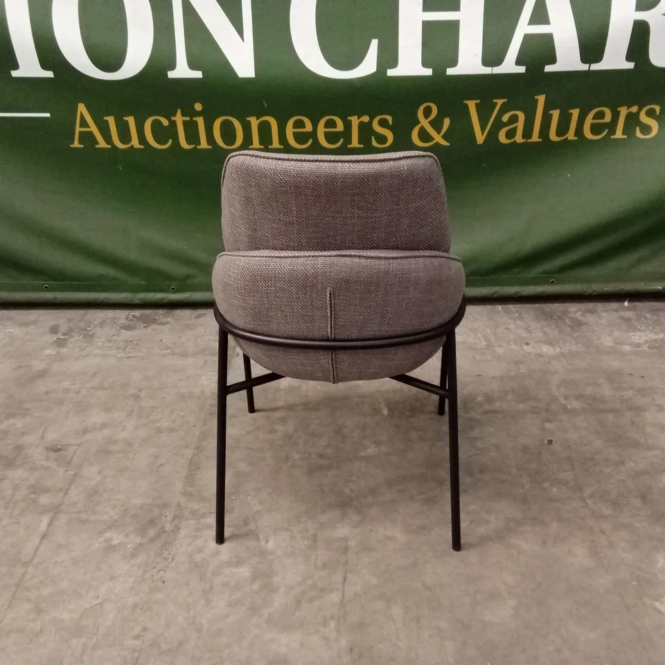 QUALITY DESIGNER FABRIC UPHOLSTERED DINING CHAIRS WITH METAL LEGS