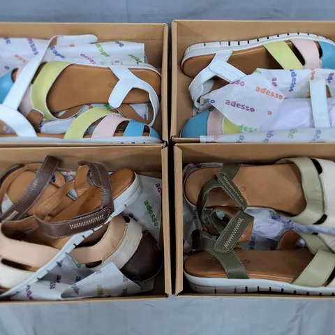 LOT OF 4 BOXED PAIRS OF ADESSO REAL LEATHER SANDALS - SIZES 39 & 40