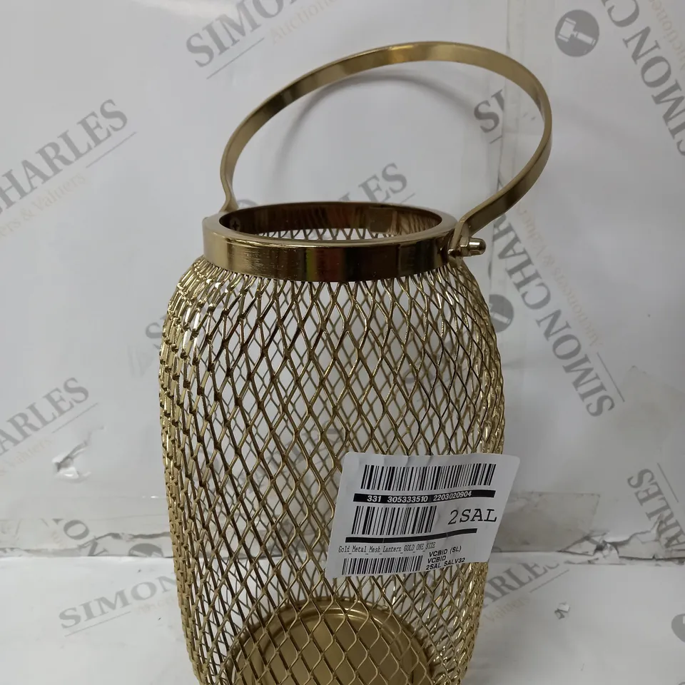 GOLD METAL MESH LANTERN