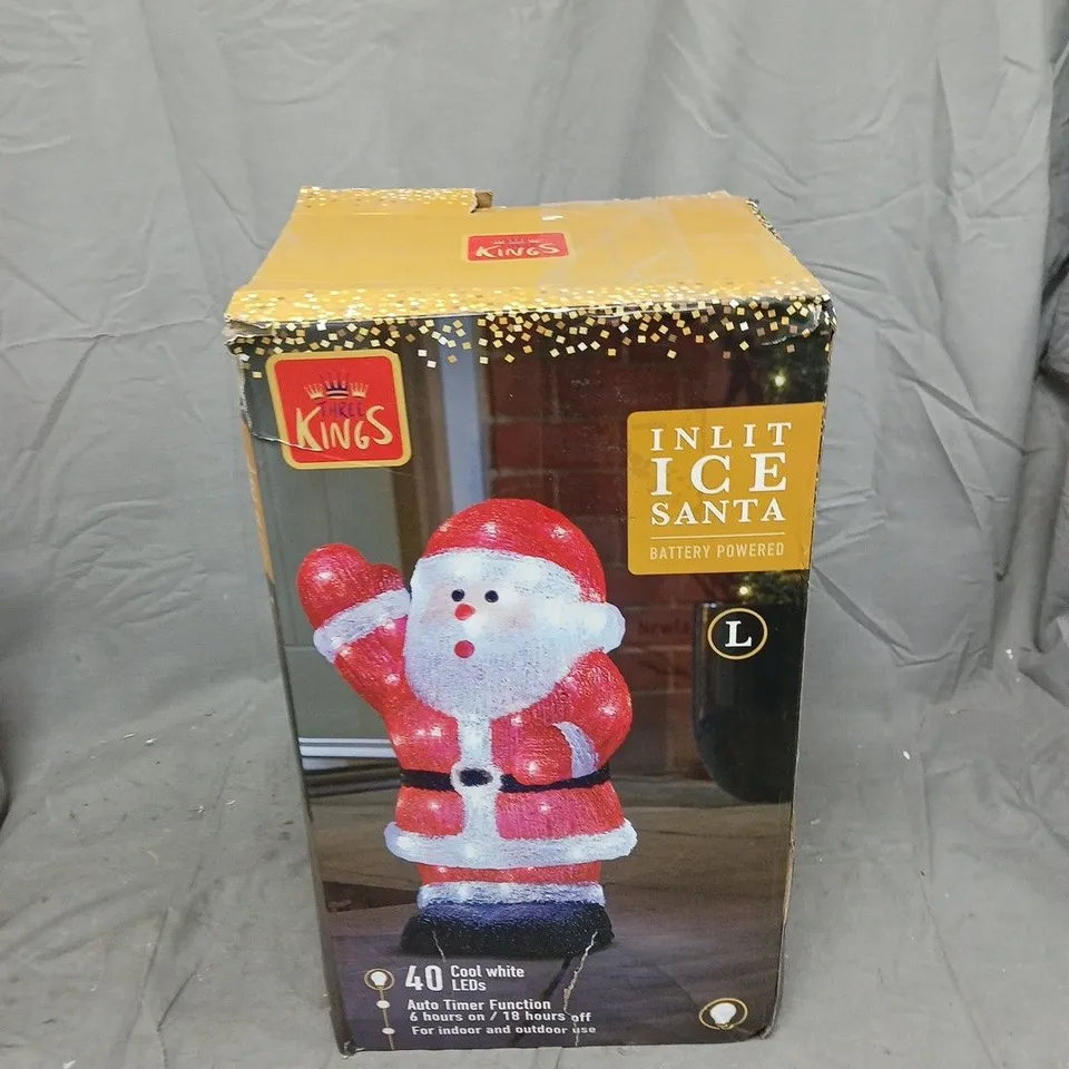 KINGS ICE SANTA LED CHRISTMAS DECORATION – BATTERY POWERED, 40 LEDS, LARGE (BOXED)