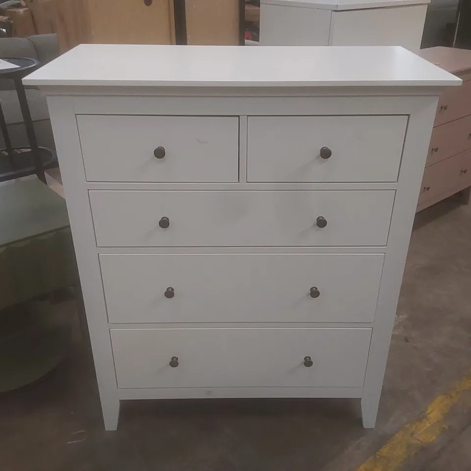 DESIGNER LYNTON 5 DRAWER CHEST - WHITE