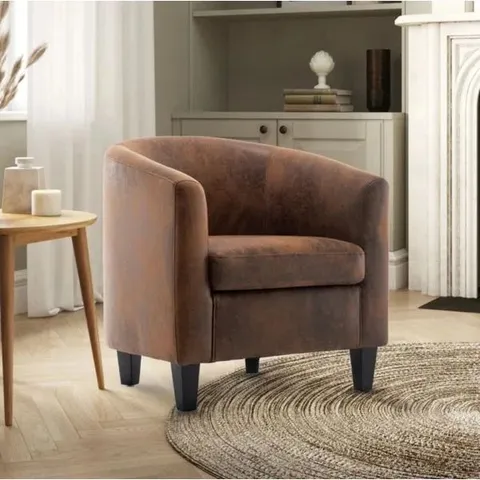 BOXED MICROFIBRE ACCENT CHAIR - SUEDE BROWN (1 BOX)