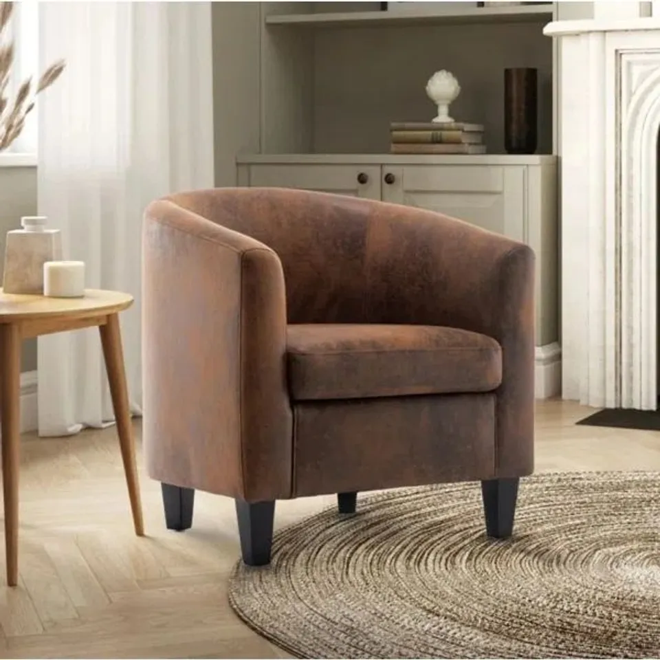 BOXED MICROFIBRE ACCENT CHAIR - SUEDE BROWN (1 BOX)