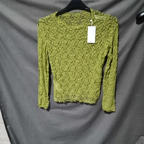MANGO LIME GREEN LACE TOP – WOMEN'S, SIZE L