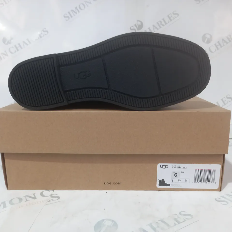 BOXED PAIR OF UGG JOSEFENE ANKLE BOOTS IN BLACK UK SIZE 4