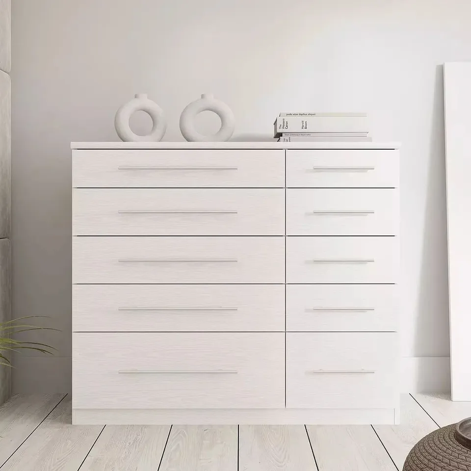 PRAGUE 5 + 5 GRADUATED CHEST OF DRAWERS IN NEW WHITE (2 BOXES)