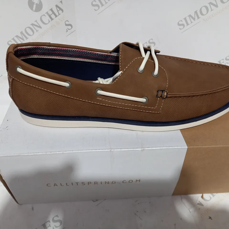 BOXED PAIR OF CALL IT SPRING ROSMER SHOES IN BROWN - UK SIZE 12