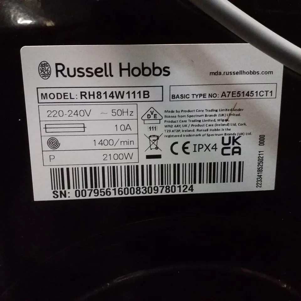 RUSSELL HOBBS FREESTANDING WASHING MACHINE, 1400 RPM, 15 PROGRAMMES, ECO TECHNOLOGY, RAPID WASH CYCLES, BLACK, 