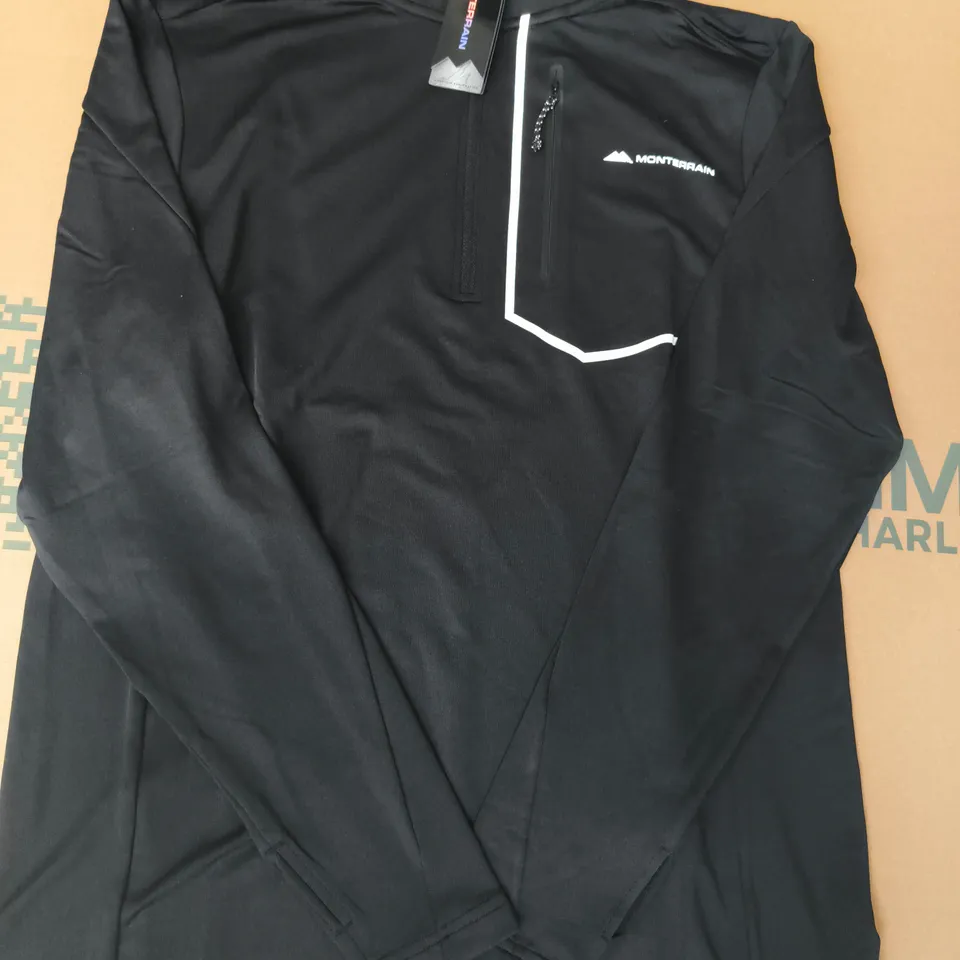 MONTERRAIN RAMBLE 3.0 1/4 ZIP LONG SLEEVE TOP IN JET BLACK SIZE MEDIUM