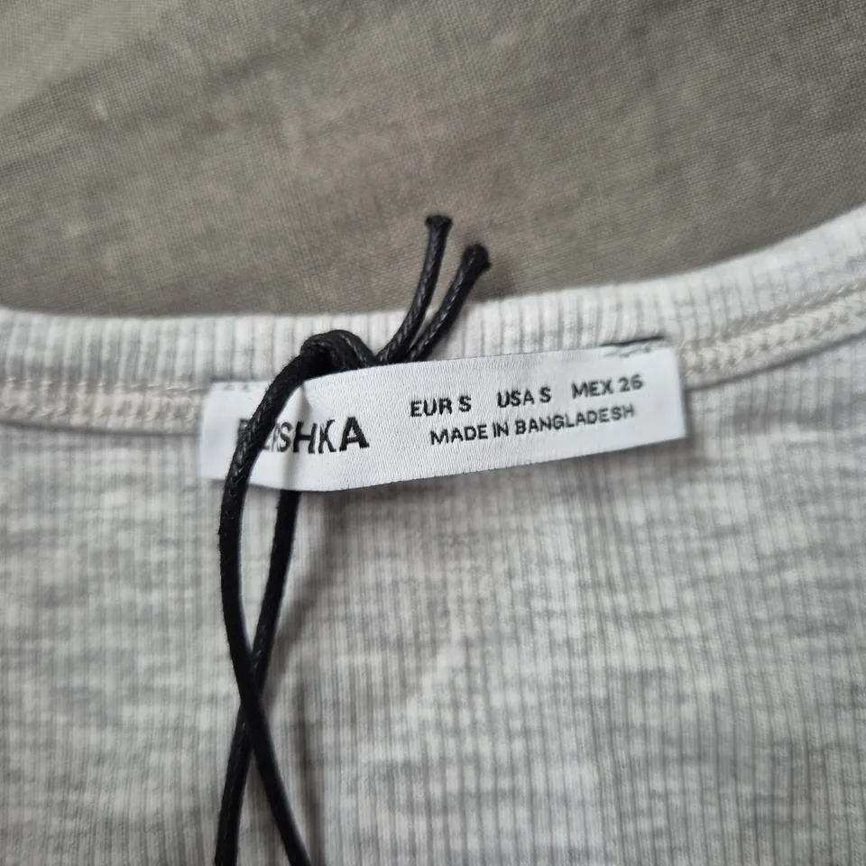BERSHKA GREY RIBBED TANK TOP – UK 8-10 (EU S, US S)