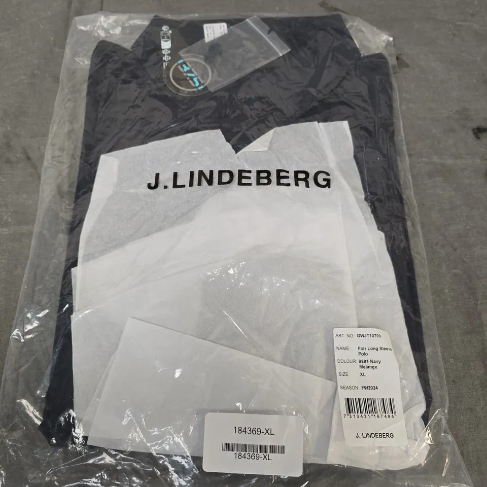 J. LINDEBERG FLOR LONG SLEEVE POLO – NAVY MELANGE, XL